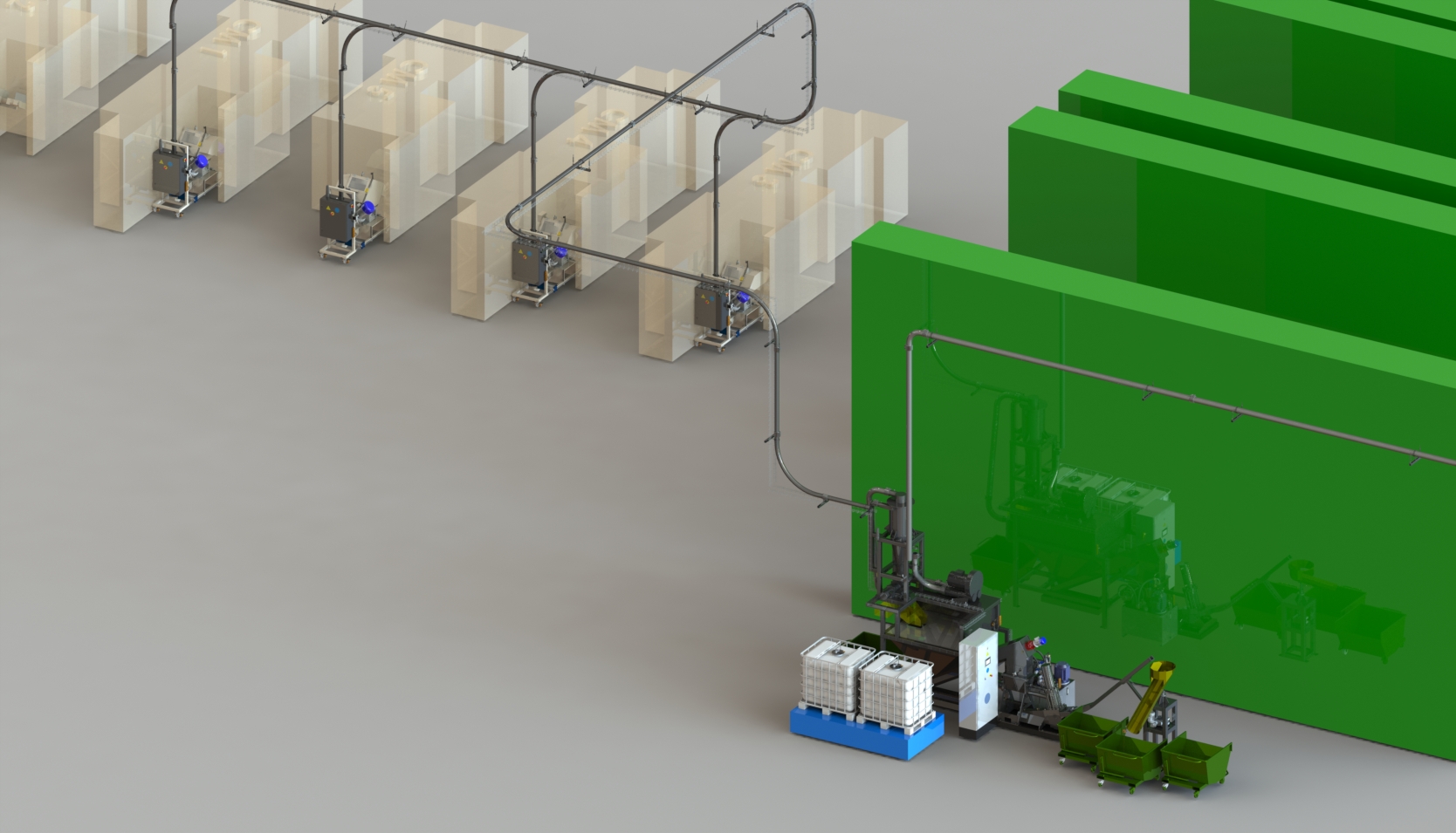 Save space and increase productivity with our chip extraction system.